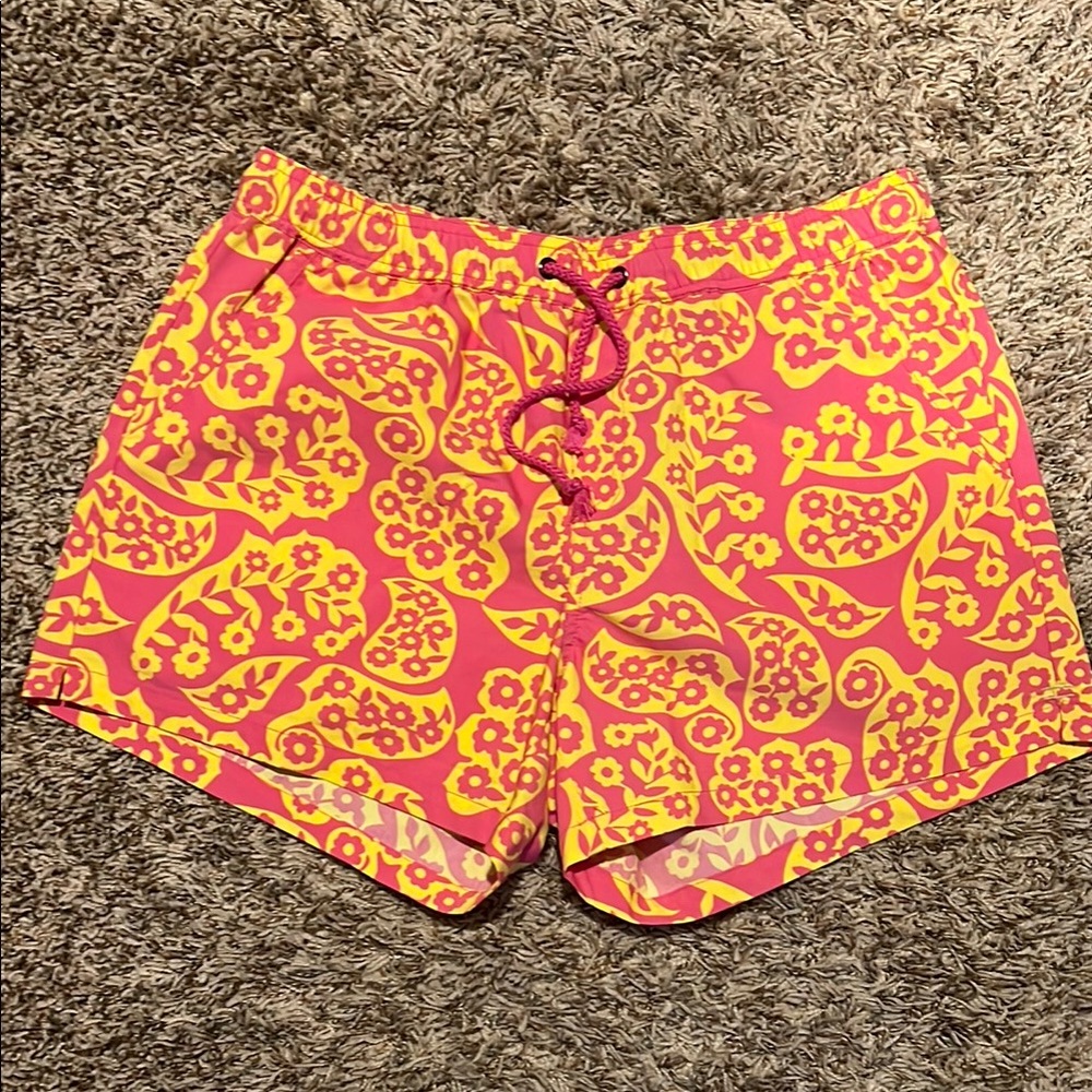 Toad & Co Vibrant Pink and Yellow Patterned Shorts